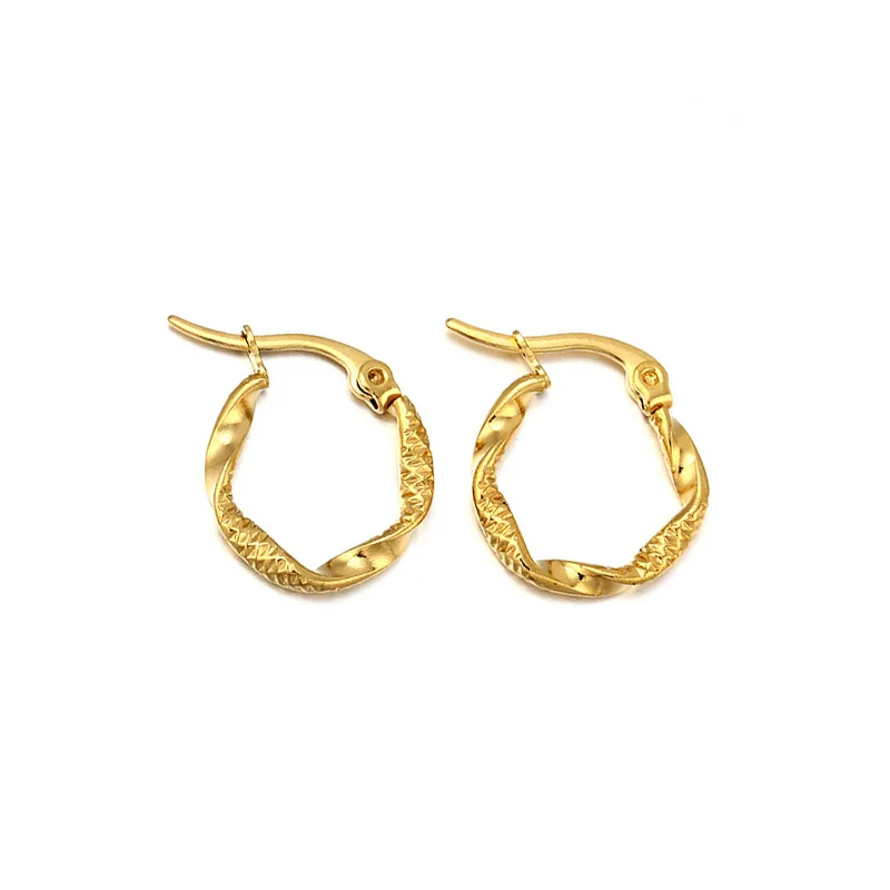 

WTLTC Gold Small Twisted Hoop Earrings for Women 15mm Round Hoops Earrings Chunky Geometric Circle Earrings Retro Pendientes