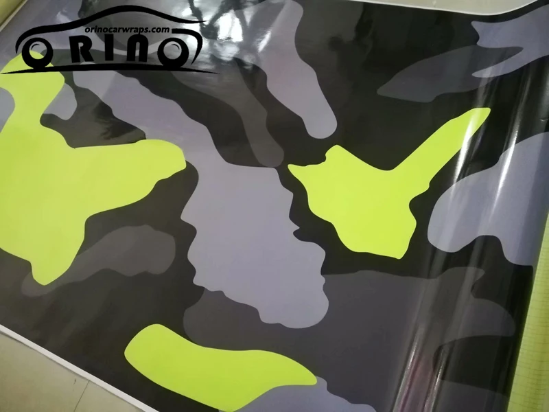 Желтая черная камуфляжная виниловая пленка для автомобиля с принтом Стайлинг