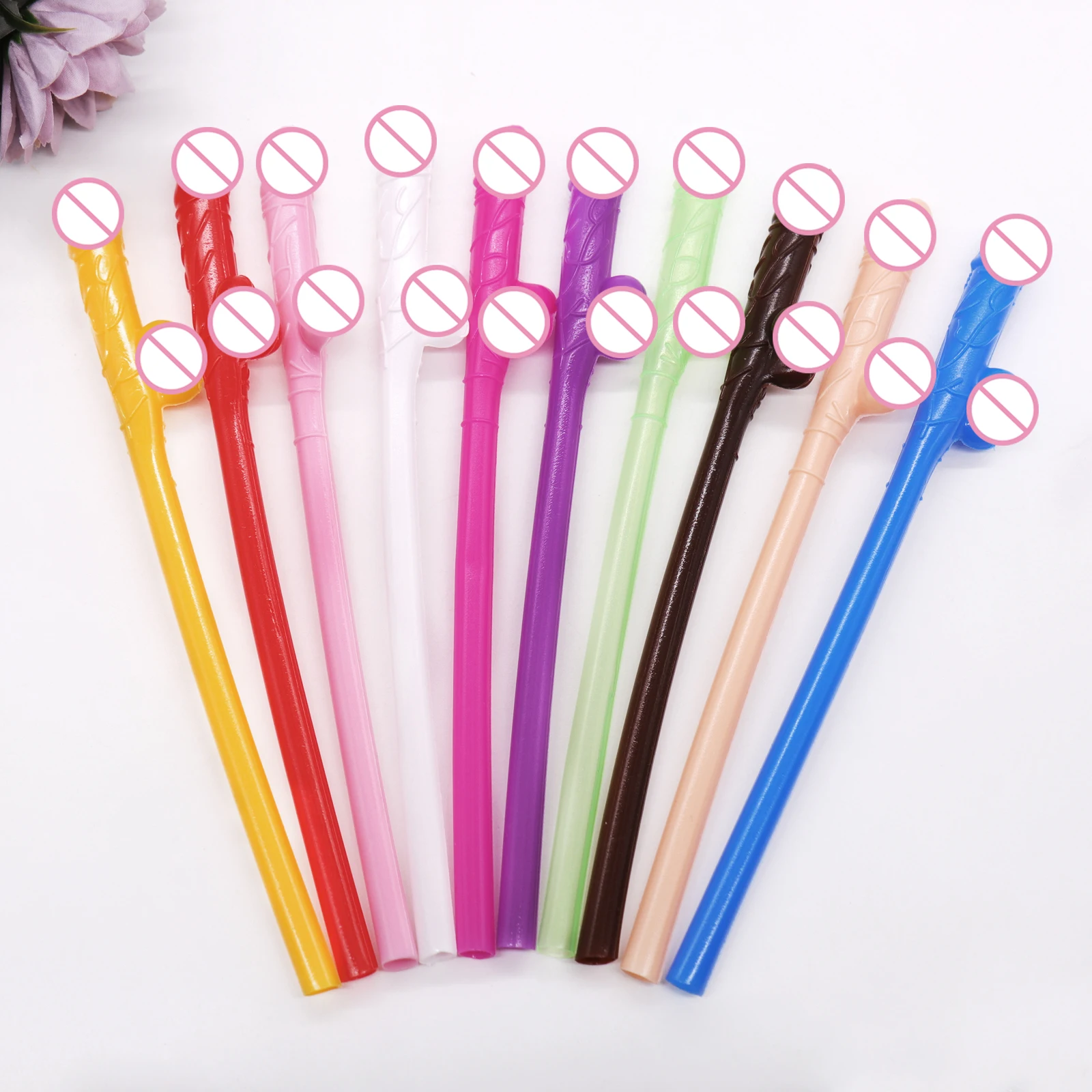 

10Pcs Cuticolor penis straws Bride Shower Sexy Hen Night Willy Drinking Penis Novelty Nude Straw for Bar Bachelorette Party