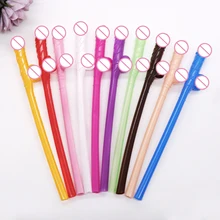 10Pcs Cuticolor penis straws Bride Shower Sexy Hen Night Willy Drinking Penis Novelty Nude Straw for Bar Bachelorette Party