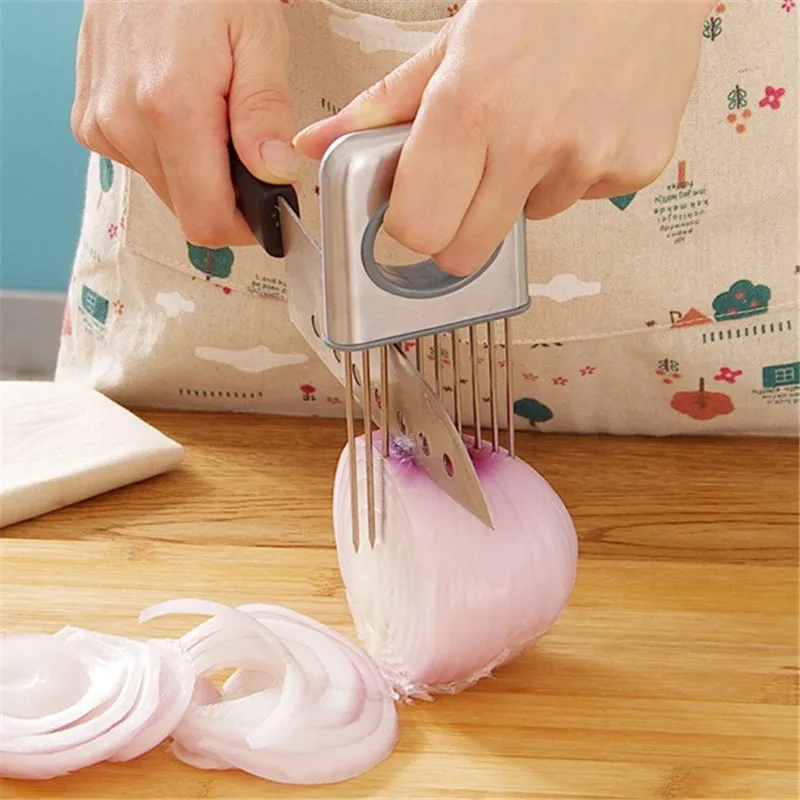 

1Pcs Easy Cut Onion Holder Fork Stainless Steel Tomato Slicer Cutter Metal Onion Holder For Slicing Meat Fork Kitchen accessorie