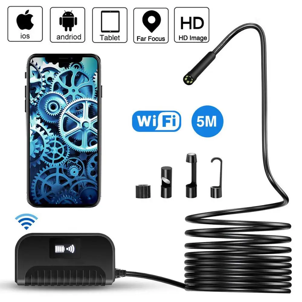 

2.0MP Semi-Rigid WIFI Endoscope Camera Mini IP68 Waterproof Inspection Camera 8mm USB Endoscope IOS Endoscope For Iphone Tablet