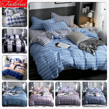 

Fashion Blue Grey Double Side Duvet Cover 3pcs Bedding Set Adult Kids soft cotton Bed linen Single Full Queen King Size 180x220