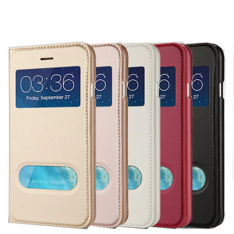 

Luxury PU Leather Flip Phone Case on for iphone XS XR XS Max Open View Window hard PC Cover for iphone 6 6S 7 8 Plus X Book Case