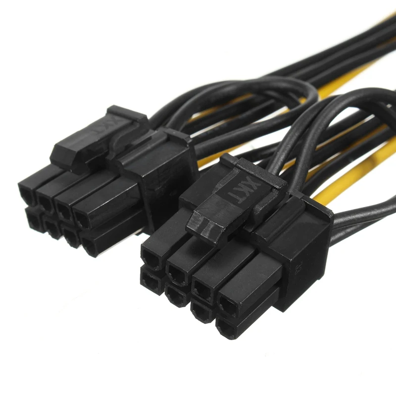 PCI-E PCIE 8p Female to 2 Port Dual 8pin 6+2p Male for BTC Miner Mining GPU Graphics Video Card Power Cable Cord 18AWG Wire 20cm