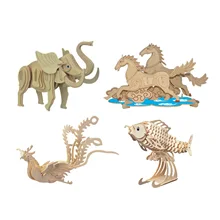 Chanycore Детские Обучающие Развивающие деревянные игрушки 3D головоломка животное слон ЛОШАДЬ ФЕНИКС кои Карп детские подарки 4289