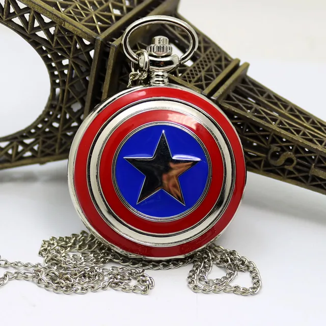 2016 New Hot Sale Style Captain American Star Shield Pocket Watch For Men Women 2016 New Hot Sale Style Captain American Star Shield Pocket Watch For Men Women