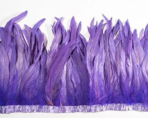 

1 Yard light purple Rooster Feather Trims 35-40cm width coque Feather strung Chicken Feather trimming Carnival Decoration