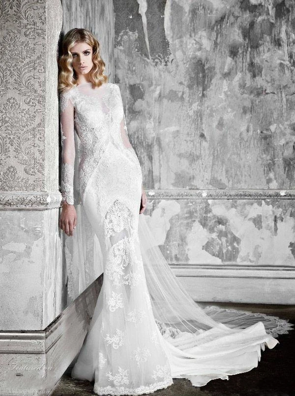 Pallas Couture 2016 Full Winter Long Sleeves Mermaid Wedding Dresses