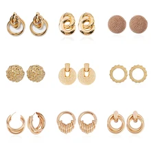 

Lalynnlys Gold Silver Metal Round Drop Dangle Earring For Women Boho Earrings For Gifts Jewelry boucle d'oreille femme 2018