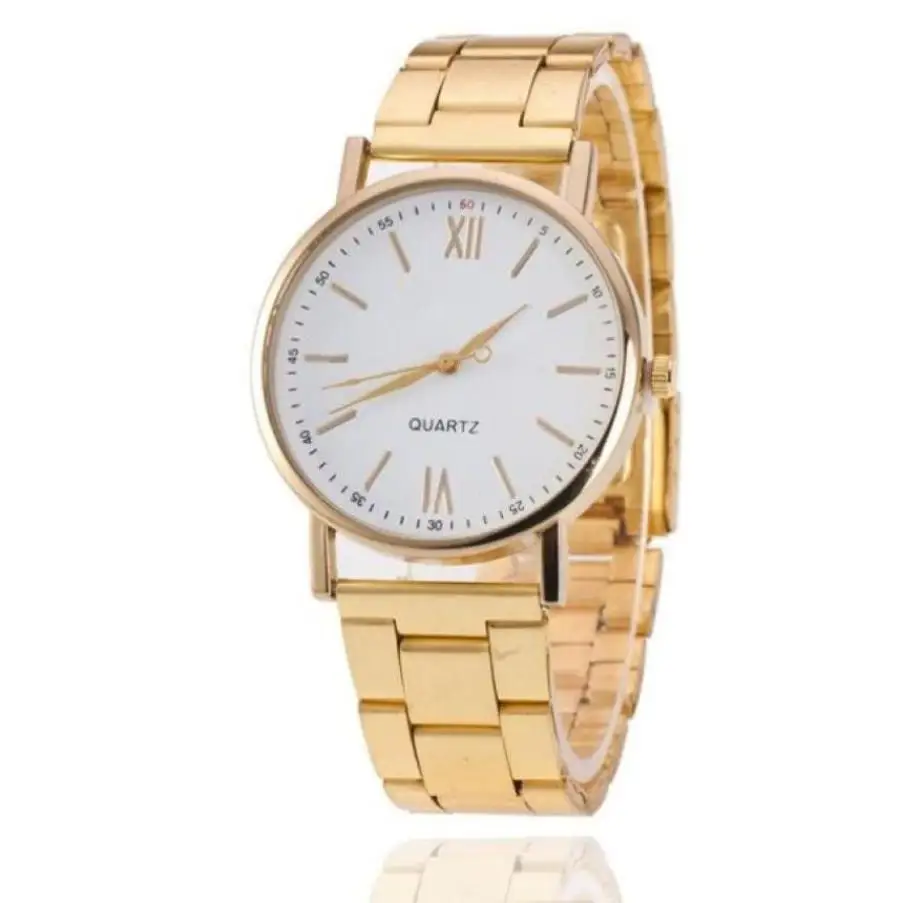 Timezone 301 Luxury Womens Watch Classic Gold Roman Numerals Quartz Stainless Steel Wrist Watch