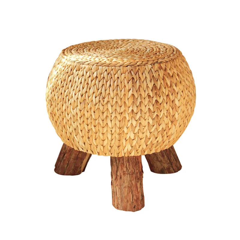 buy Creative Natural Solid Wood Tea Stool Household Weaving Sofa Stool Small Change Shoe Bench Multipurpose Stable Leisure Stool