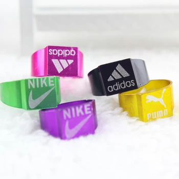 

Fashion 50pcs Aluminum alloy Mix Color Men Rings Wholesale Jewelry Sports brand Logo printing rings free shipping
