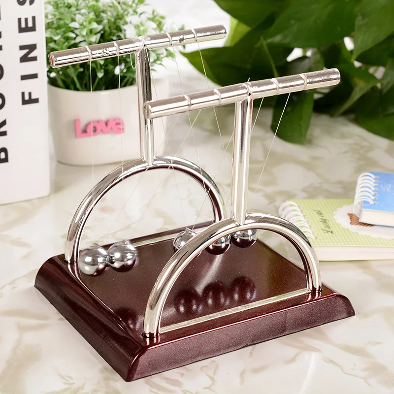  New Design T Newtons Cradle Metal Balance Pendulum Ball Physics Science Desk Model Toy Educational  - 32732577990