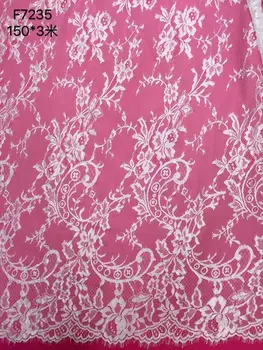 

Latest design Chantilly lace fabric L1862-1 high quality European style wedding dress lace material eyelash french lace