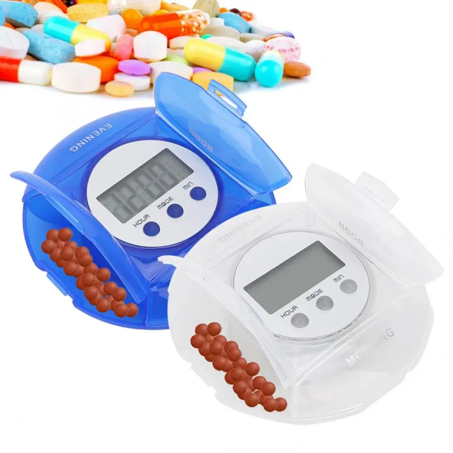 

4/7 Grids Plastic Round Weekly Medicine Tablet Pills Storage Box Portable Travel Pills Case Organizer with Timer