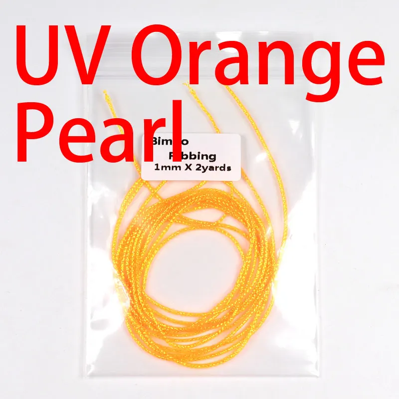 UV Orange Pearl Bimoo 2 ярдов/Упаковка 1 мм мухобойка рибберинг Nymph стример материал тела УФ жемчуг мигалка веревка - Цвет: UV Orange Pearl
