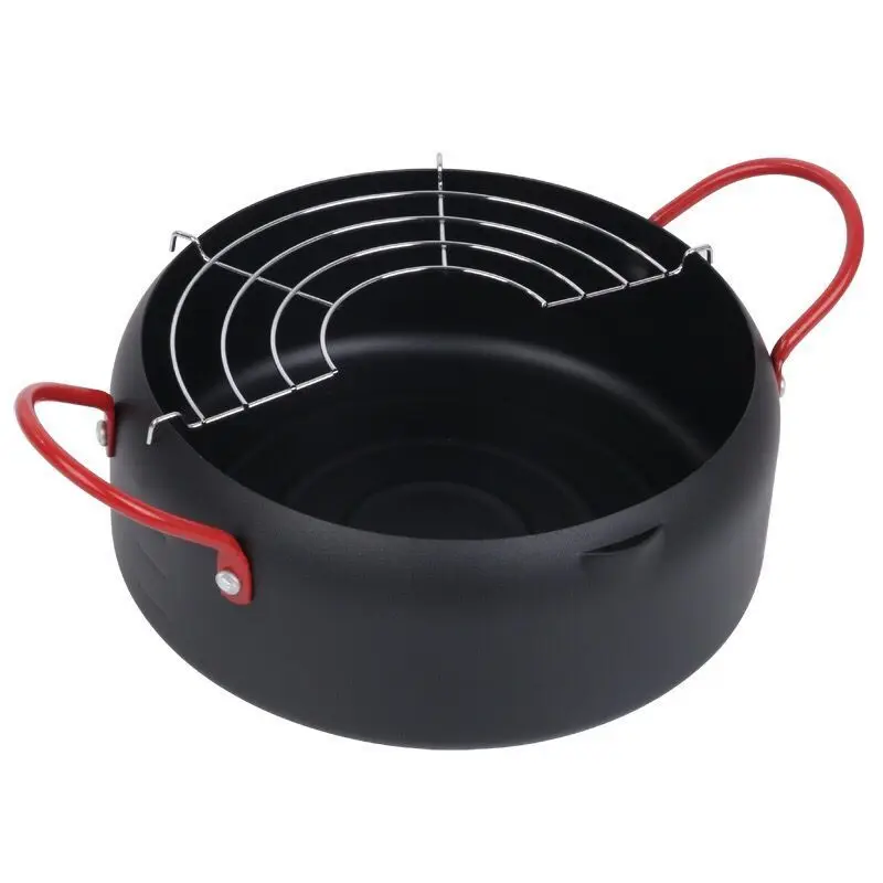 

Kitchen Pot 22cm Tempura Frying Pot Japanese Style Deep Fryer Potable Frying Pots with Basket Household Cookware Kitchen