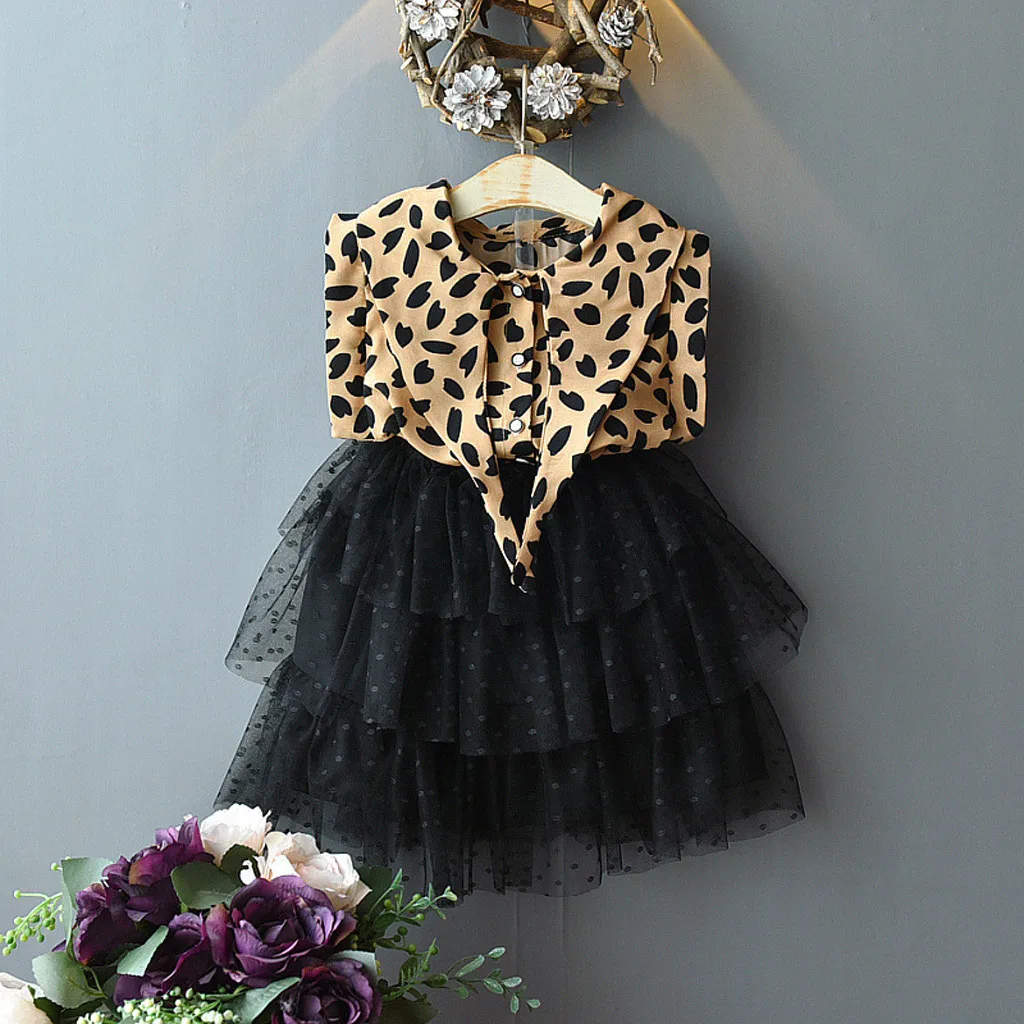 

Girls Clothes Set Children's Clothing Girl Princess Leopard Kids Top Tulle Tiered Skirt Girls Boutique Outfits 2 3 4 5 6 7 Years
