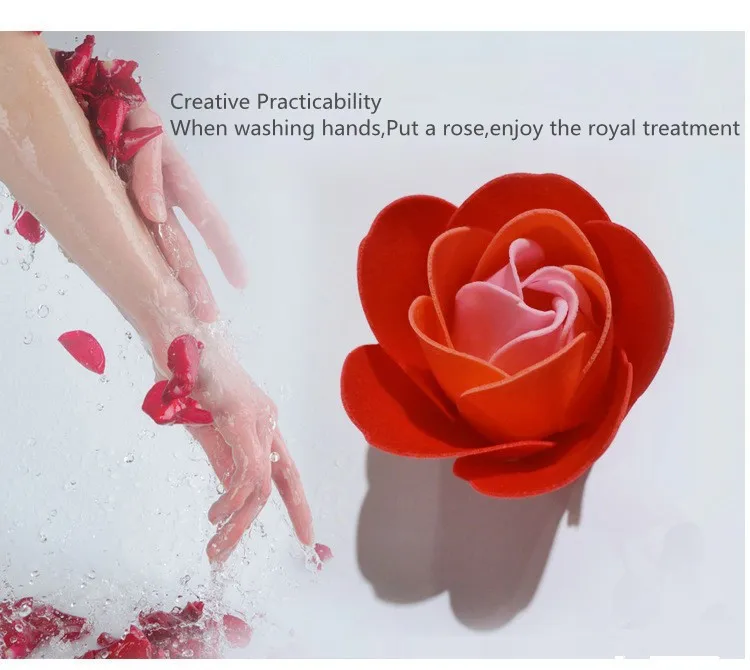 16 Pcs Scented Rose Bath Soap Set Creative Wedding Gift With A Ring New Hearted Shape Rose Flowers Gift Box For Valentine's Day  (5)