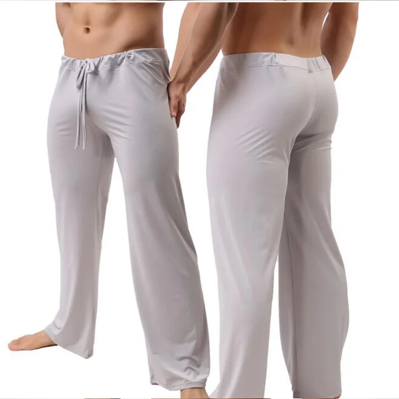 mens silk pajamas Brand Man Long Pant Sleepwear Comfy Breathable Slip Mans Sleep Bottoms Men's Casual Trousers Homewear See Through Pajama Pants mens pjs sale Men's Sleep & Lounge