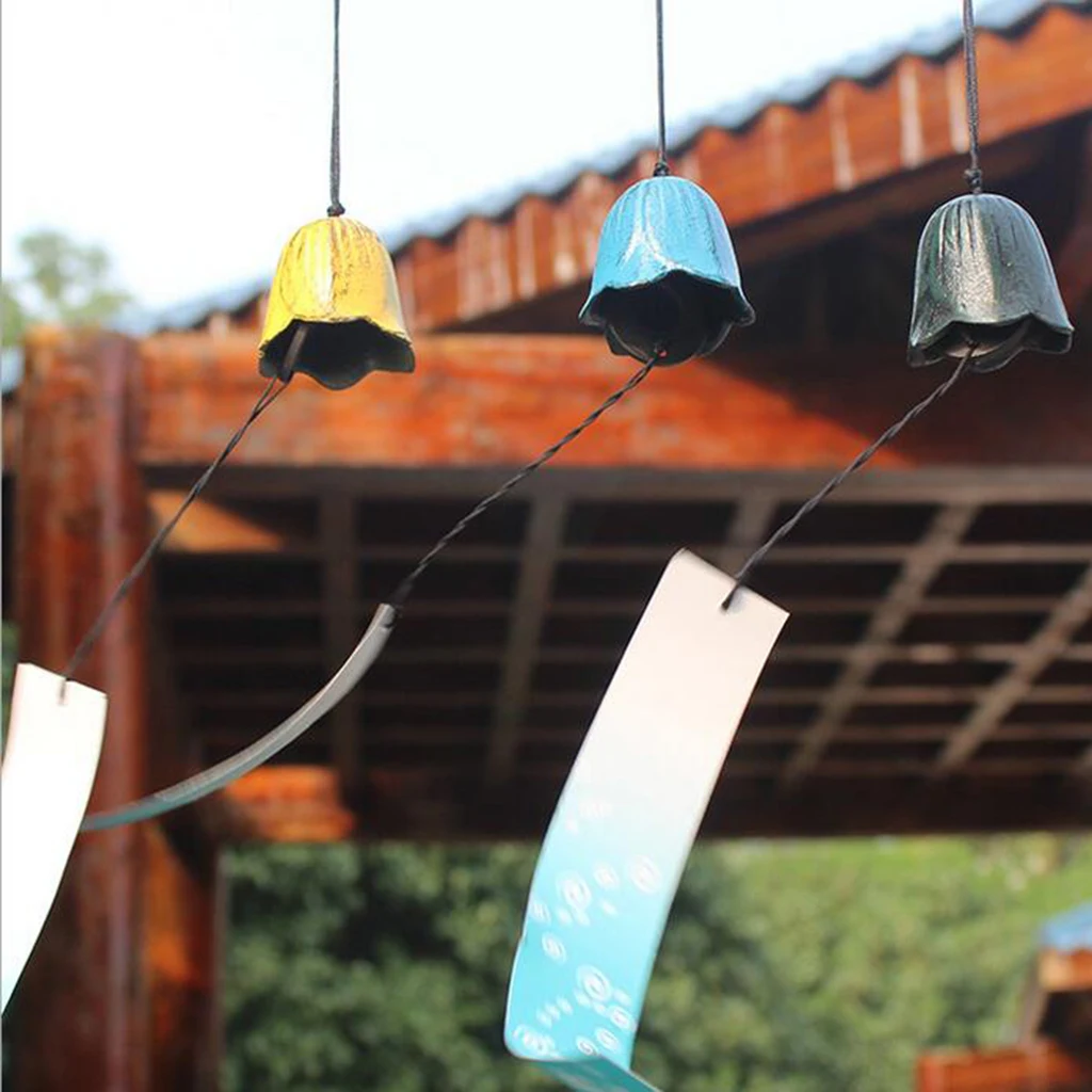 Traditional Japanese Iwachu Cast Iron Bell Wind Chimes Patio Decoration Hanging Decor for Home Garden
