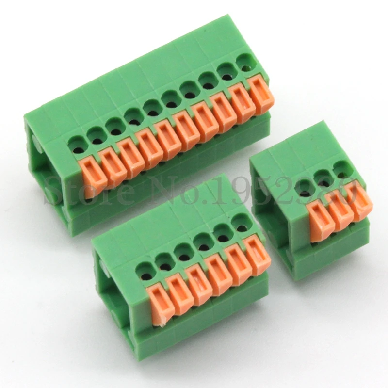 

50PCS 2.54MM PITCH SPRING TERMINAL BLOCKS CONNECTOR 1/2/3/4/5/10-20P KF141V STRAIGHT PIN GREEN Environmental Protection