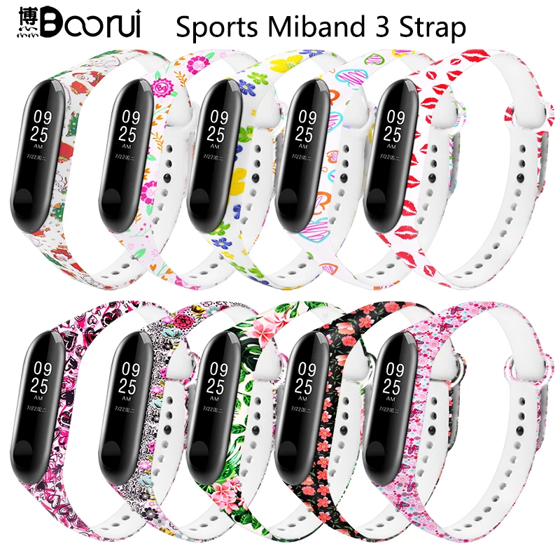 Boorui Mi Band 3 Strap Silicone Varied Flowers Printing Pulsera Miband 3 Strap Correa Fashional Sport Wrist Strap For Xiaomi Mi3 Smart Accessories Aliexpress