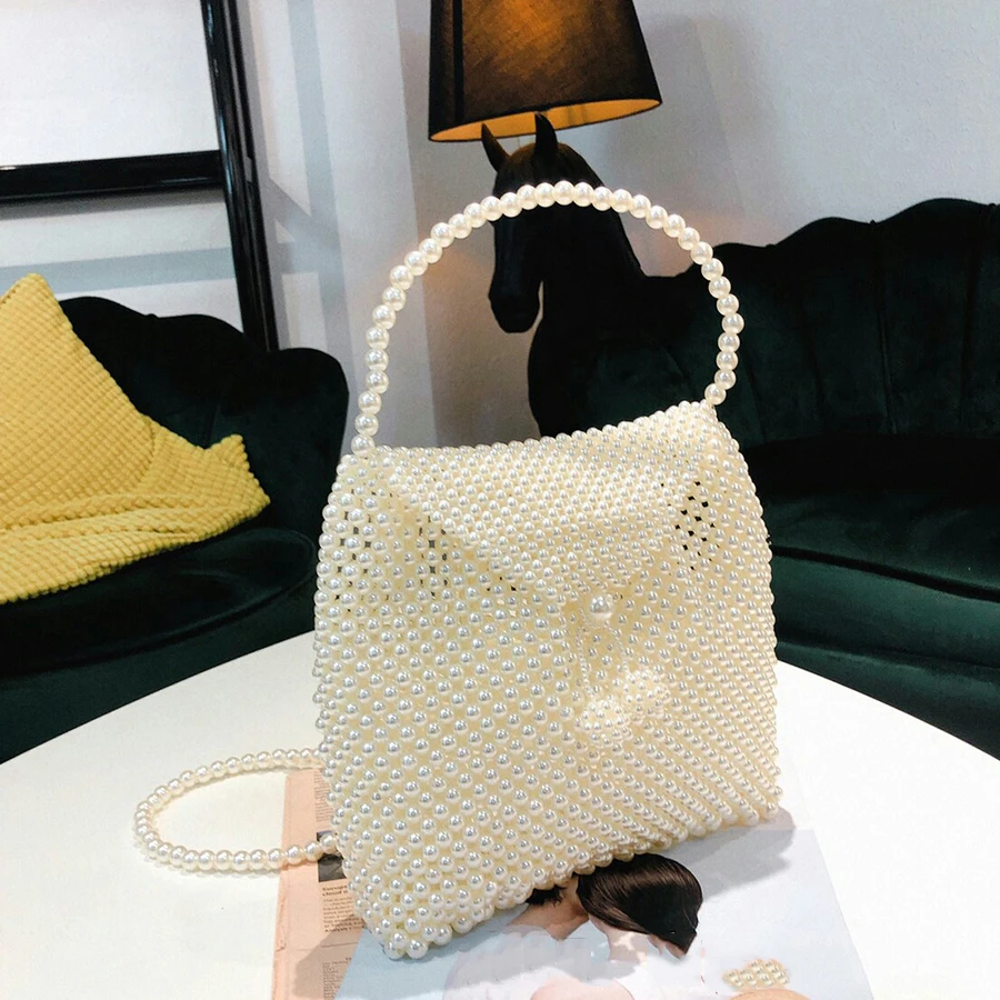 

Handmade Pearls Beaded Backpack Women Bags Luxury Beading Knapsack Bags for Women 2019 School Bag Ladies Mochila Feminina Sac