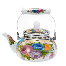 1pcs 2.5L Flowers Stamp Pot Smooth Kettle Enamel Tea Pot Used On Electromagnetic Stove/Gas Range/Electronic Tube