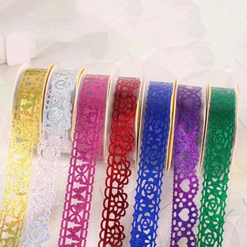 

1Pcs DIY Self Adhesive Tape Sticker Wholesale 7 Colors creative Washi Lace Roll Decorative Sticky Ribbon