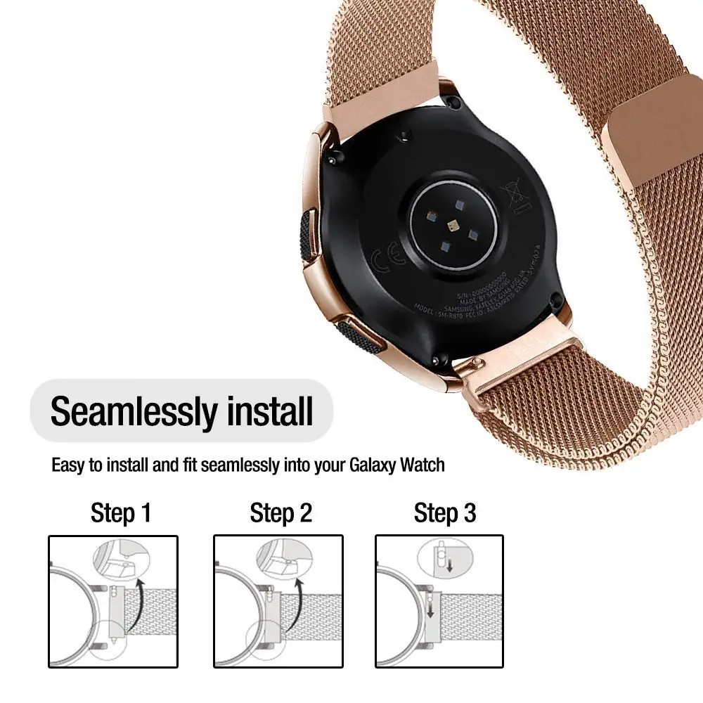 20 мм ширина браслет из нержавеющей стали для samsung Galaxy Watch 42 мм/часы активные 40 мм Миланский Браслет металлический магнитный ремешок
