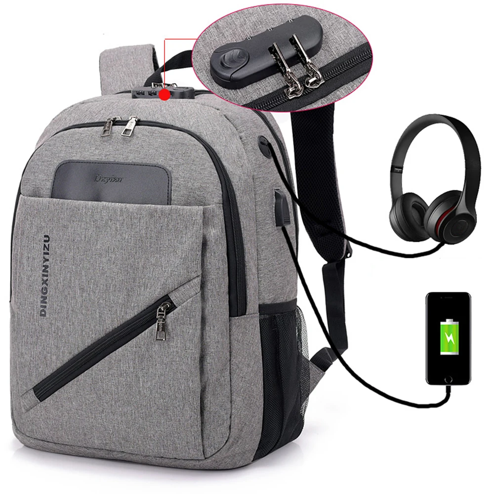

Men USB Charging Travel Backpack Teenagers Anti-theft 15.6 Inch Laptop Bag For Male College Student Kanken Multifunction Black