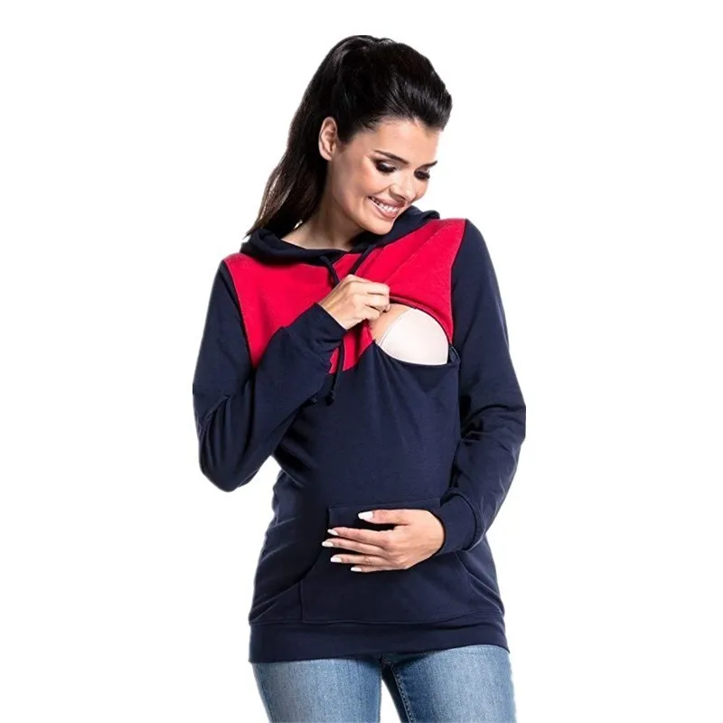 

Maternity Clothes Multi-functional Mother Breastfeeding Cotton Sweater And Winter Even Hat Long-sleeved Breastfeeding Clothes