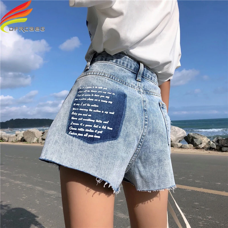 Женские джинсовые шорты, с высокой талией и карманами, расшитые блестками, 2019|Шорты|   | АлиЭкспресс