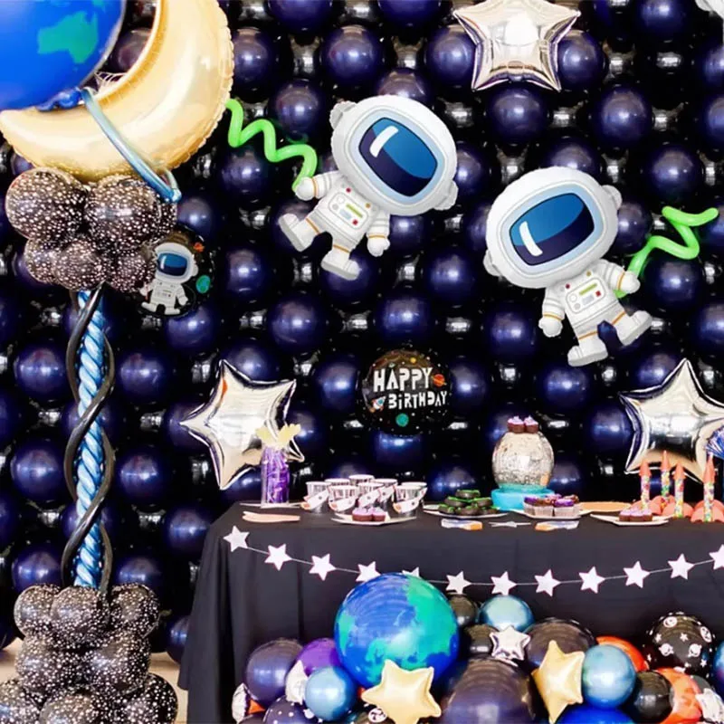 Us 097 22 Offweigao Outer Space Party Astronaut Rocket Ship Theme Foil Balloons Galaxysolar System Party Cake Toppers Boy Birthday Supplies In