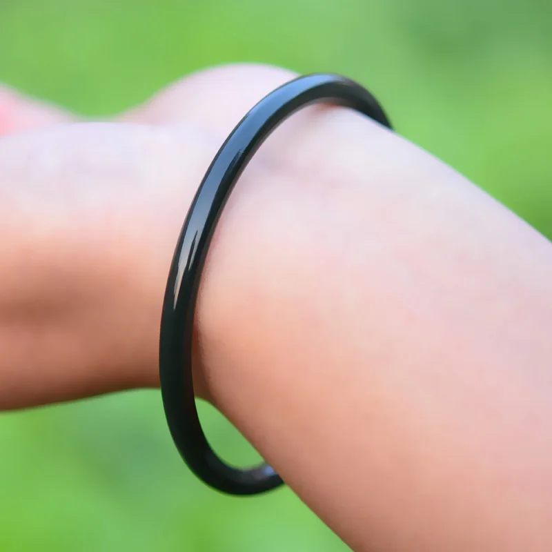 h44#Hetian jade jade bracelet black blue jade fine material thin round bracelet