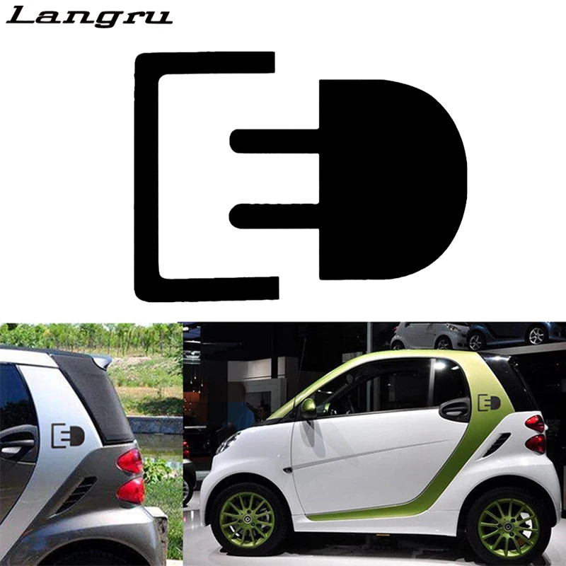 

Langru Electric Charge Plug Emblem Badge Decal Fashion Personality Creativity Rear Window Sticker Car Accessories Jdm