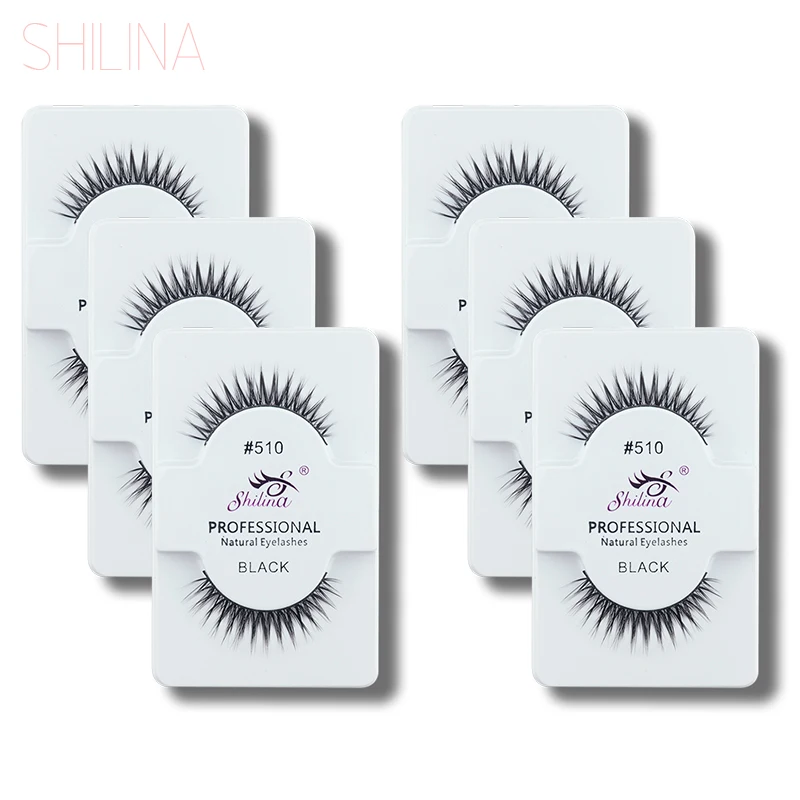 

SHILINA False Eyelashes 12 Pairs Handmade Black Long Thick Fake False lashes Soft Eye Lash Professional Makeup 510