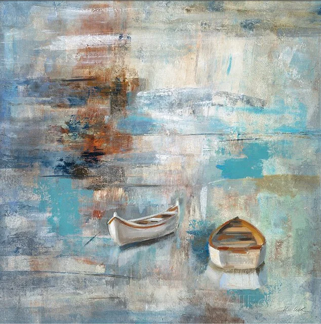 Abstract Paintings Boats seascapes modern art oil on