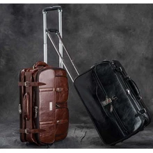 LeTrend, коричневые, Ретро стиль, из искусственной кожи, дорожные сумки для мужчин, бизнес чемодан на колесиках, 17 дюймов, сумка для ноутбука на колесиках