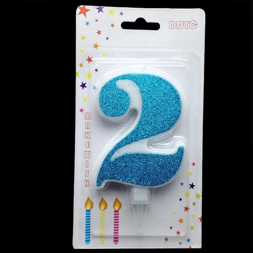 blue 2 1 шт. Экстра большой золотой блеск цифровая свеча украшение для торта «С Днем Рождения» свадебное признание для детей мальчик девочка - Цвет: blue 2