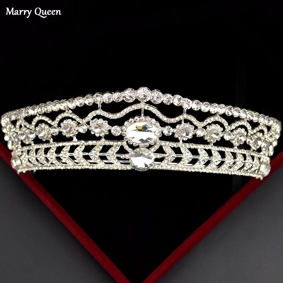 

Luxury Fashion Gold And Silver Color Rhinestone Queen Crown Baroque Handmade Bride Wedding Crystal Hair Accessories Head Jewelry