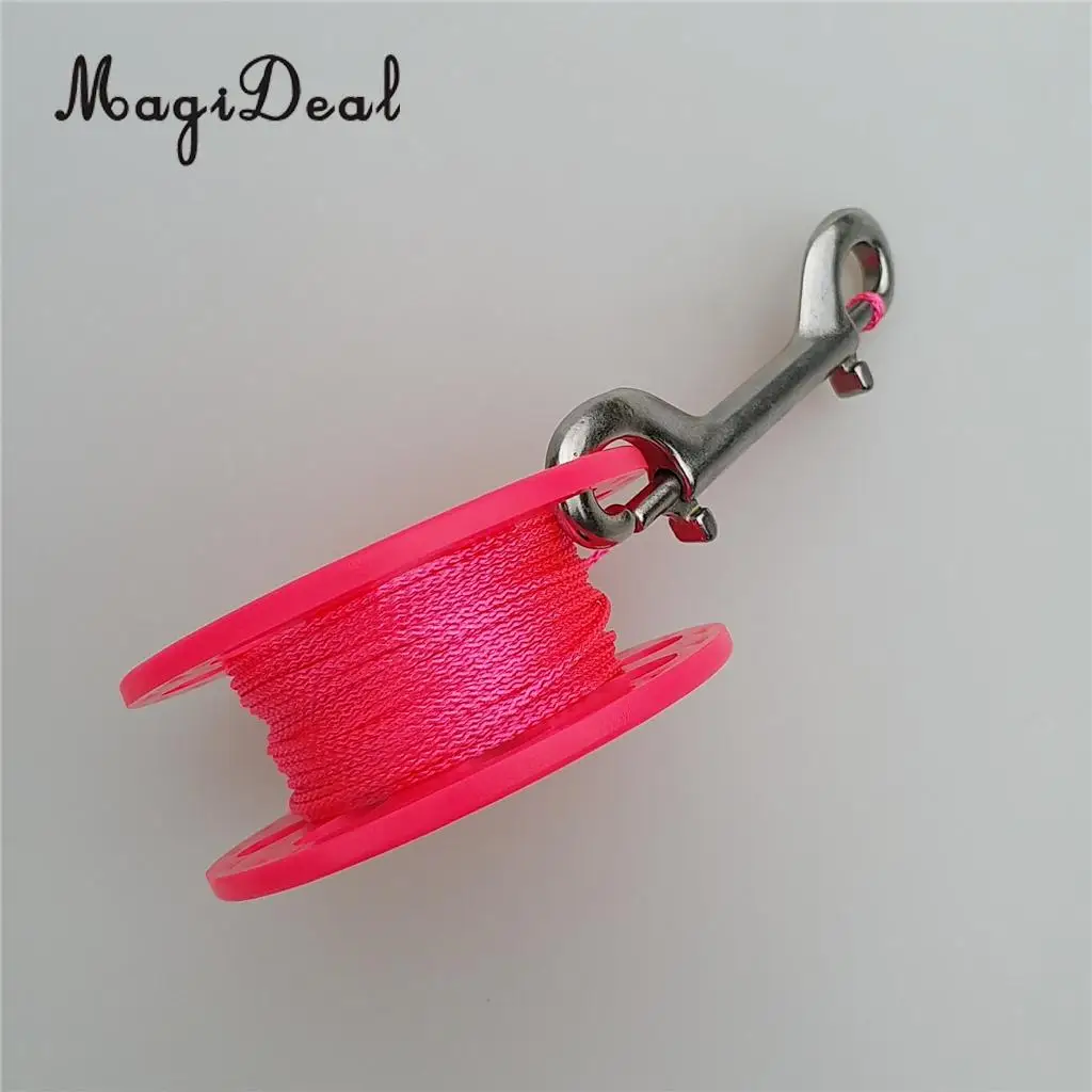MagiDeal 18m / 30m Plastic Dive Reel Spool with Safety Bolt Snap Clip for Wreck Cave Technical Scuba Diving Snorkeling - 5 Color