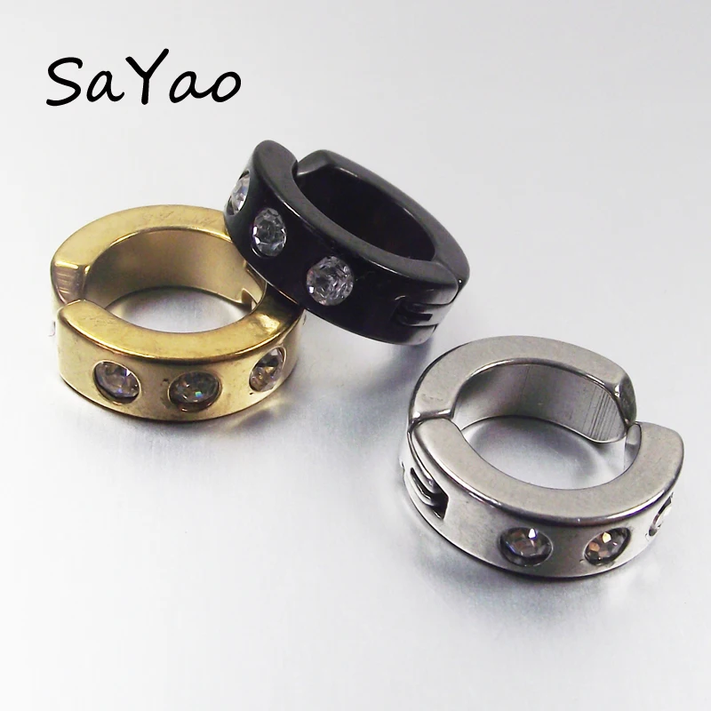 Серьги SaYao из нержавеющей стали с золотыми кристаллами мужские серьги-кресты в