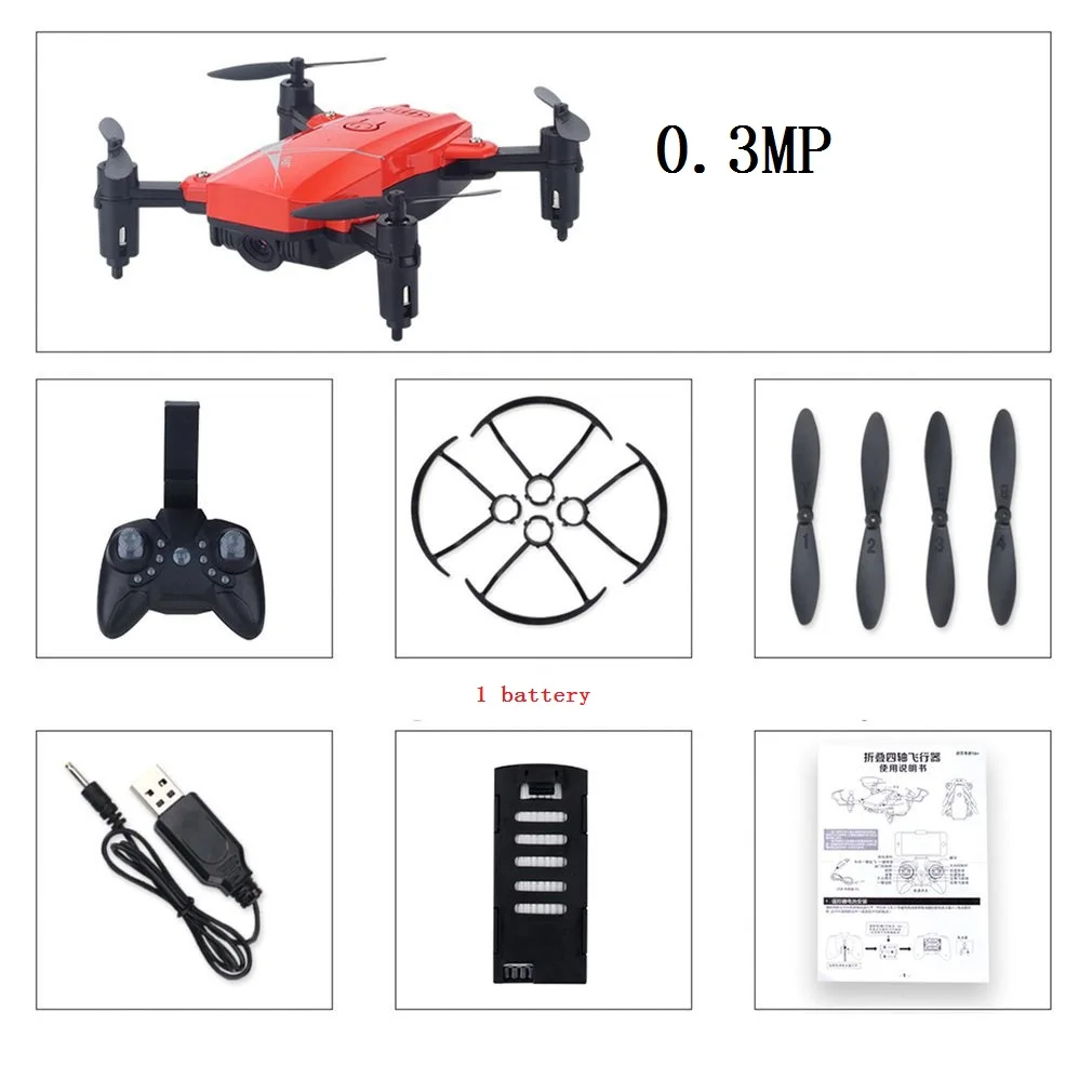 LF602 2,4G wifi FPV мини складной Радиоуправляемый Дрон 2.0MP/0.3MP камера Дрон Безголовый Квадрокоптер фотографии видео передача в реальном времени - Цвет: 0.3MP 1Battery red