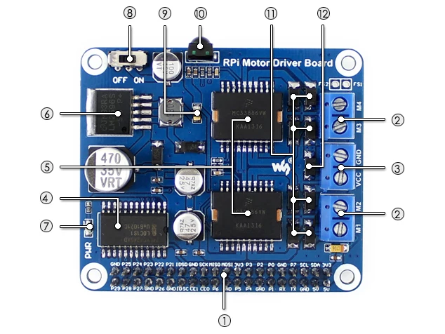 Waveshare RPi плата драйвера двигателя Raspberry Pi A+/B+/2B/3B/3B+ плата расширения двигателя постоянного тока для DIY Mobil робота/шагового двигателя