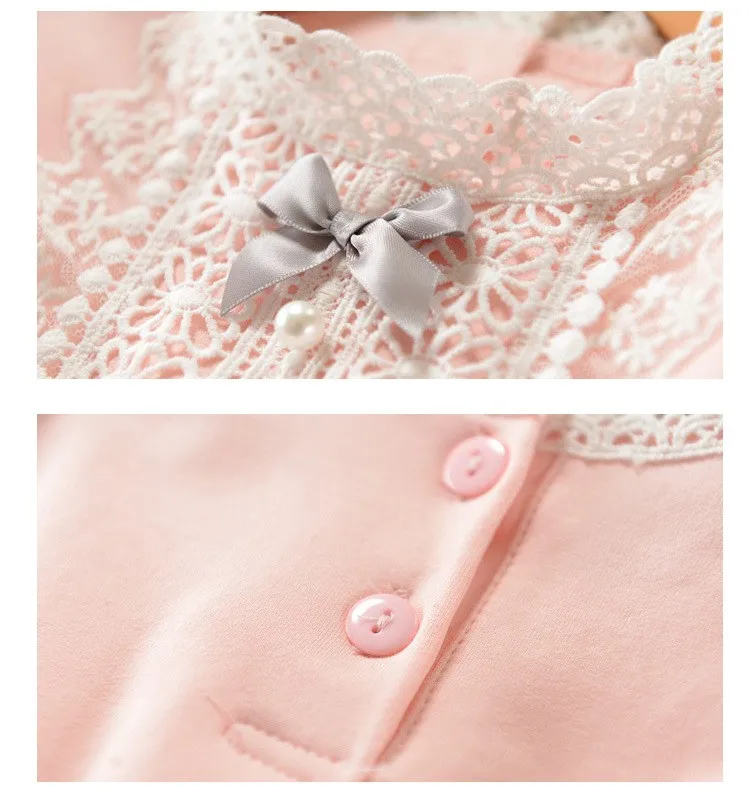 JIOROMY девушка Кружевная рубашка осень-зима одежда для малышей с милым бантом Рубашка принцессы с длинными рукавами Топы с рюшами Одежда для