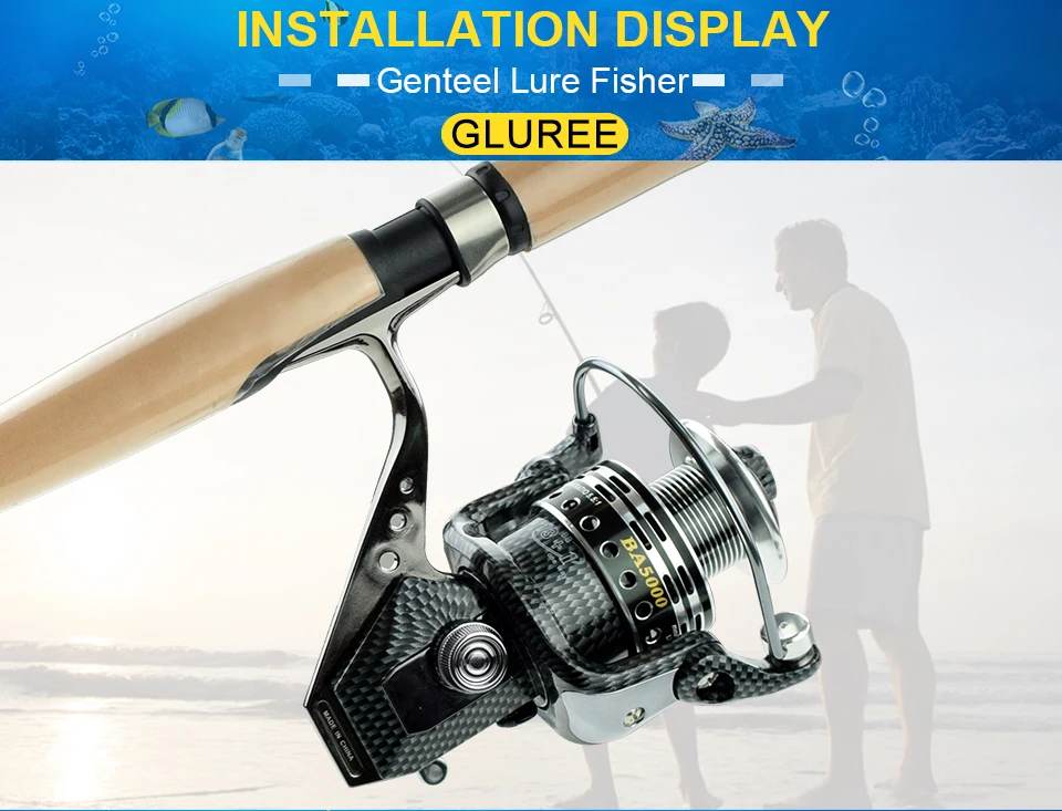 GLUREE Full Metal Fishing Spinning Reel 13+1BB 5.51 Saltwater Carp Fishing Reel Metal Line Cup LeftRight Handle BA1000~BA7000 (20)