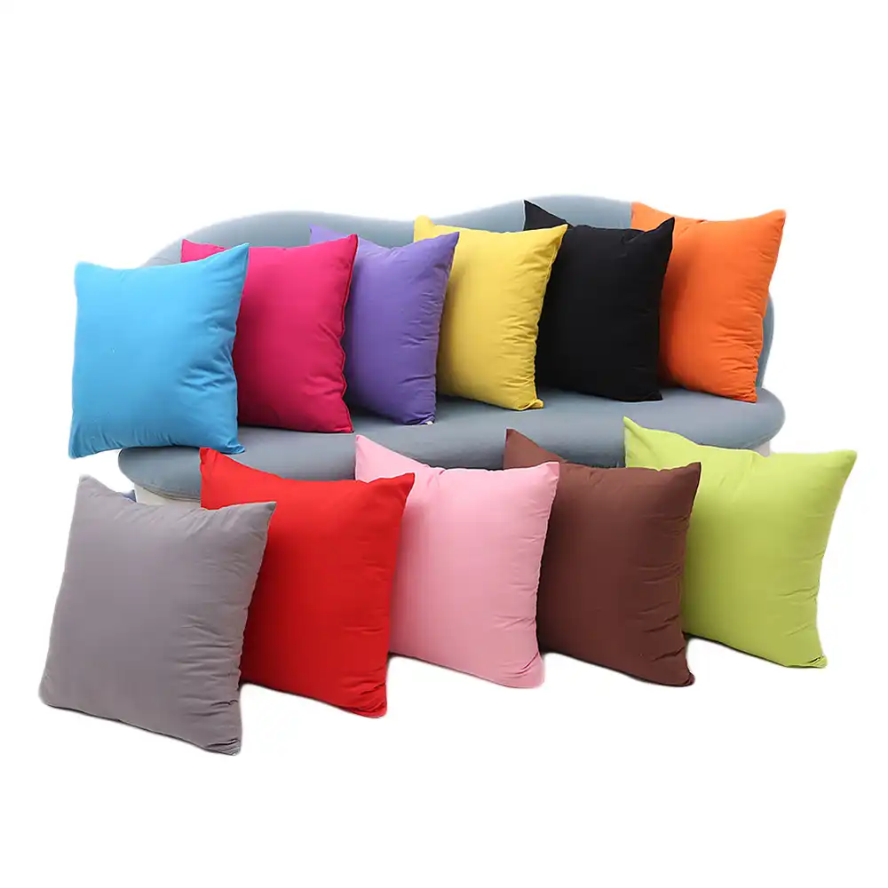 YWZN Candy Color Pillow Case Solid Color Polyester Throw Pillow Case